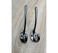 Infinity Decor 2 x Black Nickel Brass Wall/Door Hooks Robe Hat Coat Hanger Storage - 115mm