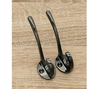 Infinity Decor 2 x Black Nickel Brass Wall/Door Hooks Robe Hat Coat Hanger Storage - 87mm