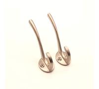 Infinity Decor 2 x Satin Nickel Brass Wall/Door Hooks Robe Hat Coat Bedroom Bathroom Hanger 87mm