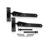 Infinity Decor 2x12 inch Adjustable Hook and Band Hinges for Garden or Garage Gates - Epoxy Black