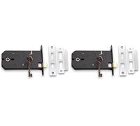 Infinity Decor 6” 150mm Horizontal 3 Lever Sash Lock Polished Chrome Mortice Iron Latch Lock Set with Key for Gate Door Replaces Union 2077 (Pack of 2)