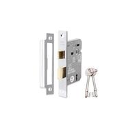 Infinity Decor 63mm & 75mm Mortice Sash Lock with Reversible Catch & Key for Internal & External Doors - Warrington Certified & Fire Protected. (Polished Chrome, 63mm)