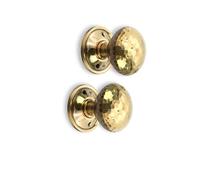 Infinity Decor Aged Brass Hammered Pattern Mushroom Shape Door Knobs Pairs 50mm Pull Handles Set - for Both Interior & Exterior Doors