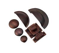 Infinity Decor Aged Bronze Mushroom Knobs, Cup Shell Pulls and Cupboard Catch for Kitchen Cabinet Doors (Latch)
