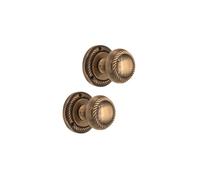 Infinity Decor Antique Brass Georgian Rope Design Mortice Door Knobs Set 50mm - Solid Brass Sprung Pull Handles Ideal for Interior and Exterior Doors