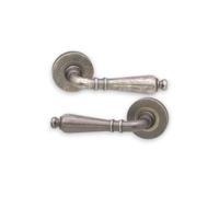 Infinity Decor Antique Pewter Lever Latch Door Handles Pair on Sprung Rose Solid Brass Passage Pull Handles Set - for Internal and External Door