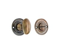 Infinity Decor Antique Slimline Security Thumb Turn and Release Lock Pack with Emergency Release - Solid Brass Privacy Latch for Bathroom Doors