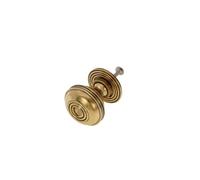 Infinity Decor Antique Style Aged Brass Preston Reeded Brass Cupboard Knob Handle 40mm - Suitable for Furniture Wardrobe Cabinet Pull Handles