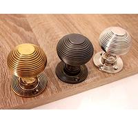 Infinity Decor Antique Style Beehive Reeded Pair Mortice Door Knob Brass - Bronze - Nickel 50mm (Polished Nickel)