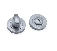 Infinity Decor Bathroom Thumb Turn and Release Latch Set in Satin Chrome Finish - Toilet Door Thumb Twist Privacy Latch Lock for Internal Bathroom Toilet Doors