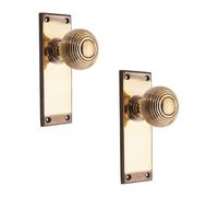 Infinity Decor Beehive Knob on Backplate Latch Handle Set Aged Brass 150mm