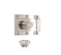 Infinity Decor Beehive Polished Nickel Solid Brass Kitchen Cupboard Catch with Attached Thumb Turn Latch Lock - Suitable for Wardrobe Dresser Furniture Doors