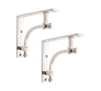 Infinity Decor Beehive Reeded Angle Shelf Brackets Support Solid Brass Pair in Polished Nickel Finish Sturdy & Secure Shelving 260mm x 160mm for Kitchen Shelves & Living Room