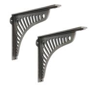 Infinity Decor Cast Iron Pewter Shelf Brackets Pair Elongated Cutout Design Heavy-Duty Secure Shelving 260mm x 210mm for Interior & Exterior Projects Functional & Decorative