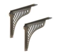 Infinity Decor Cast Iron Shelf Brackets Pair Elongated Cutout Design Heavy-Duty Matt Antique Secure Shelving 260mm x 210mm for Interior & Exterior Projects Functional & Decorative