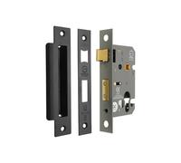 Infinity Decor CE Approved 2.5” Euro Profile Mortice Sash Lock Set Cylinder Keyhole Security- for Internal and External Doors (Matt Black)