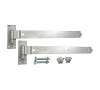 Infinity Decor Cranked or Straight Heavy Duty Hook and Band Gate Hinges Drop Bolt Set - Galvanised Zinc (2 x 24'' Hook & Band Hinge - CRANKED)