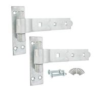 Infinity Decor Cranked or Straight Heavy Duty Hook and Band Iron Gate Hinges Pair - Galvanised Zinc (8'' Cranked (Pairs))
