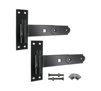 Infinity Decor Cranked or Straight Heavy Duty Hook and Band Iron Gate Hinges Pair in Epoxy Black (2 x 8 Straight Hinges)