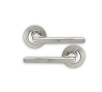 Infinity Decor Dual Tone Straight Lever on Round Rose Door Handles Set - Internal Passage Door Handle for Interior & Exterior Doors