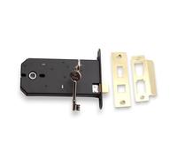 Infinity Decor Electro Brass 6” 150mm Iron 3 Lever Horizontal Mortice Sash Lock with Key Shed Door Gate Latch Lock Set Replaces Union 2077