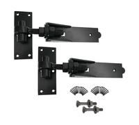 Infinity Decor Epoxy Black Adjustable Heavy Duty Hook and Band Hinges 10” 250mm Pack - Suitable for Barn Door, Garden Gate & Outdoor Gates