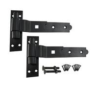 Infinity Decor Epoxy Black Cranked Heavy Duty Hook and Band Hinges 8” 200mm Pack - Suitable for Barn Door, Garden Gate & Outdoor Gates