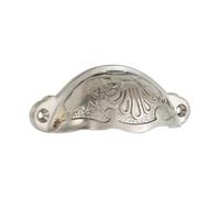 Infinity Decor Floral Semi Circle Solid Brass Cup Pull Handle (100mm) Polished Nickel Finish Suitable for Kitchen Cupboard Cabinet Drawer Furniture Door