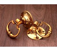 Infinity Decor Georgian Edwardian Style Solid Brass Drop Ring Door Mortice Handles Brass Finish