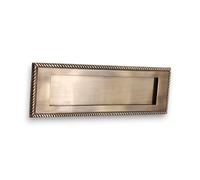 Infinity Decor Georgian Style 10” (250mm) Sprung Letter Postal Plate in Antique Brass Finish - Solid Brass Letter Plate for Front Doors