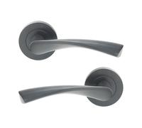Infinity Decor Gun Metal Grey Twisted Lever on Rose Modern Internal Door Handles Set with Options of Latch Lock Bathroom Door Pack (Lever Handles Only)