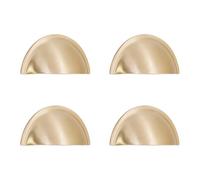 Infinity Decor Half Moon Solid Brass Traditional Cabinet Pull Handles 85mm Set of 4 in Satin Brass Finish Decorative Hardware for Kitchen, Bedroom Drawers, Wardrobes