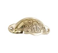 Infinity Decor Half Round Semi Circle Shell Cup Pull Handle Floral Design in Polished Brass for Furniture Kitchen Cupboard Drawer Cabinet Door 100mm
