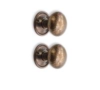 Infinity Decor Hammered Pattern Mushroom Shape Door Knobs Pairs 50mm Pull Handles Set - for Both Interior & Exterior Doors (Antique)
