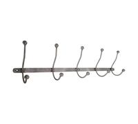 Infinity Decor Hand Forged 5 Leg Hook Heavy Duty Wall Mounted Rustic Old Vintage Hanger in Pewter Finish 640mm Use for Hanging Coats, Towels, Bags and Keys