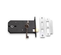 Infinity Decor Heavy Duty 150mm 3 Lever Iron Horizontal Mortice Sash Lock with Key Latch Lock Set Shed Gate Door Replaces Union 2077 (Polished Chrome)