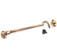 Infinity Decor Heavy Duty Antique Brass 8" (200mm) Cabin Hook & Eye Silent Catch Door Latch Lock for Gate Shed Patio Window Garden Gate