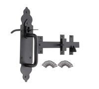 Infinity Decor Heavy Duty Black Gothic Suffolk Ornamental Thumb Gate Latch Set for Wooden Garden, Garage & Shed Door Catch for Security & Privacy