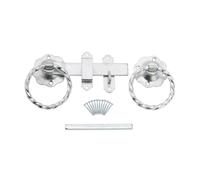 Infinity Decor Heavy Duty Galvanized Zinc 6" 150mm Twisted Ring Gate Latch Catch Set Ideal for Wooden Gate, Garden Gate, Shed, Barn, Garage Doors