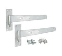 Infinity Decor Heavy Duty Pair of Straight Hook and Band Hinges Kit in Galvanised Finish - Ideal for Garden Wooden Door Gate & Garage Shed Doors (18 Inch)