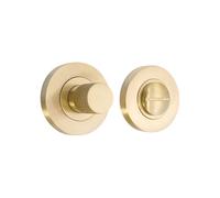 Infinity Decor Heavy Duty Pattern Security Thumb Turn and Release Lock Pack Satin Brass Finish with Emergency Release 50mm Solid Brass Toilet WC Privacy Latch for Bathroom Doors
