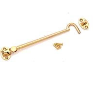 Infinity Decor Heavy Duty Polished Brass 8" (200mm) Cabin Hook & Eye Silent Catch Door Latch Lock for Gate Shed Patio Window Garden Gate