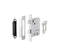 Infinity Decor Heavy Duty Polished Chrome (2.5") 3 Lever Mortice Sash Lock Latch Set with Keys Locking Door Security for Internal or External Doors