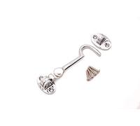 Infinity Decor Heavy Duty Polished Chrome 3" (75mm) Cabin Hook & Eye Silent Catch Door Latch Lock for Gate Shed Patio Window Garden Gate