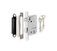 Infinity Decor Heavy Duty Polished Chrome 3 Lever Mortice Iron Sash Lock Privacy Latch with Pair of Keys Set for Internal or External Wooden Door Gate