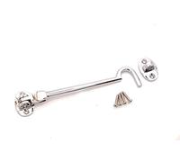 Infinity Decor Heavy Duty Polished Chrome 6" (150mm) Cabin Hook & Eye Silent Catch Door Latch Lock for Gate Shed Patio Window Garden Gate