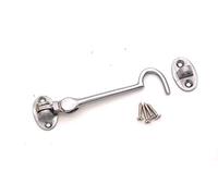 Infinity Decor Heavy Duty Polished Chrome4 (100mm) Cabin Hook & Eye Silent Catch Door Latch Lock for Gate Shed Patio Window Garden Gate
