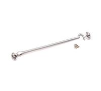 Infinity Decor Heavy Duty Satin Chrome 12" (300mm) Cabin Hook & Eye Silent Catch Window Door Gate Latch Set
