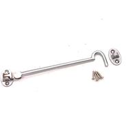 Infinity Decor Heavy Duty Satin Chrome 8" (200mm) Cabin Hook & Eye Silent Catch Door Latch Lock for Gate Shed Patio Window Garden Gate