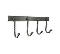 Infinity Decor Heavy Duty Twisted Iron Coat Hook (4 Pegs) Pewter Finish - Rustproof Wall Mounted Coat Racks for Hanging Jackets Bags Hats and Scarves
